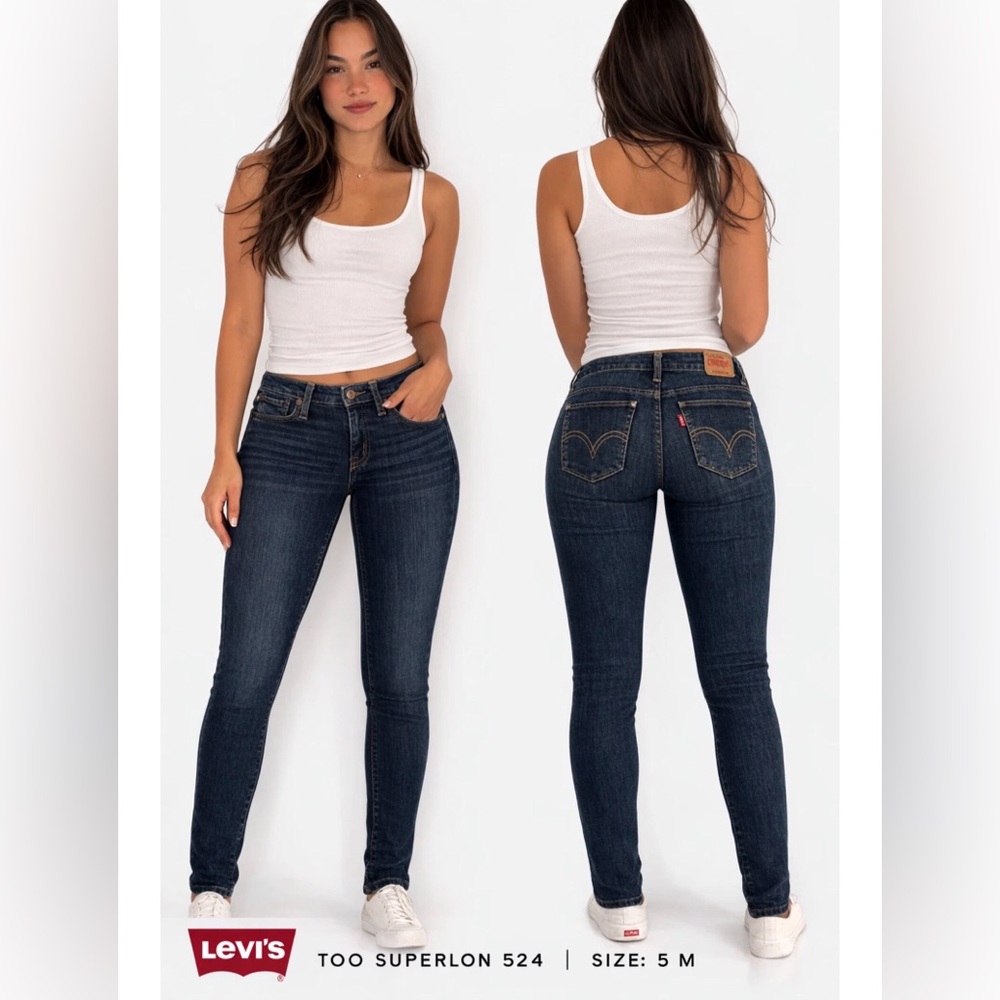 VTG Levi’s 524 Too Superlow Skinny Jeans Low Rise Dark Wash Denim Y2k sz 5M
